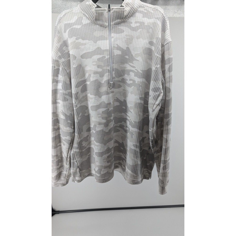 Straight Down Pullover Mens XL Gray Camo‎ Quarter Zip Golf Waffle Knit